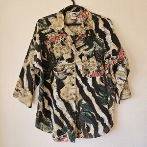 Vintage Casablanca shirt with zebra print front pocket 3/4 sleeves Women's Sz M